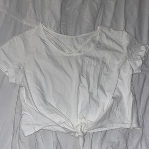Plain White Top with Tie at Bottom